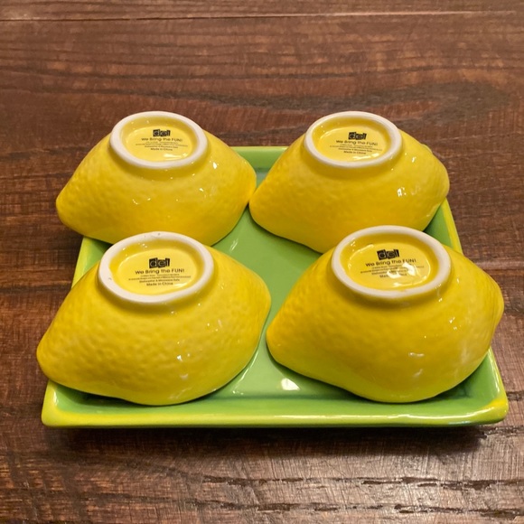 Small Lemon Ceramic Bowls & Ceramic Square Green Tray, Farmhouse Lemons Bowls - Picture 9 of 16